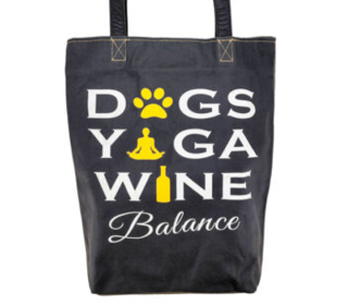 Dogs Yoga Wine (Recycled Military Tent) Tote