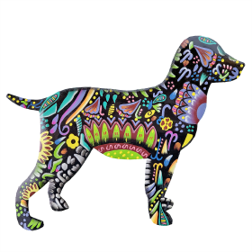 Medium Painted Floral Pointing Dog