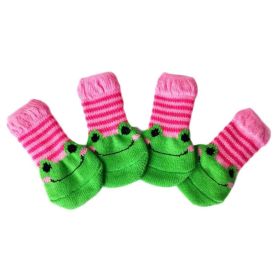 4 Pcs Dog Knitted Socks Cute Pink Green Frog