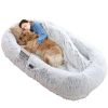 Human Size Dog Bed with Pillow Blanket 72.83x47.24x11.81in