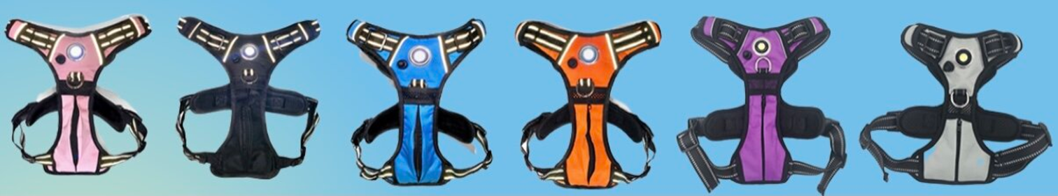Headlight Harness, Dog Harness with Built In LED Light (Color: purple, size: medium)