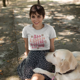 Women's Retro Coffee & My Dog T-Shirt (Color: White, size: 2XL)