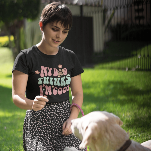 Women's Retro My Dog Thinks I Am Cool T-Shirt