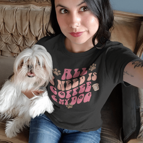 Women Coffee Dog T-Shirt