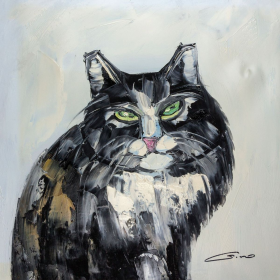 Hand Painted on Canvas (Color: Black Cat)
