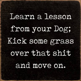 Learn A Lesson From Your Dog; Kick Some Grass Over That Shit (Color: Old Black)