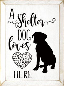 A shelter dog loves here (Color: Old Cottage White)