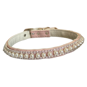 Pretty in Pink Pearl and Rhinestone Collar (Color: Pink, size: 14)