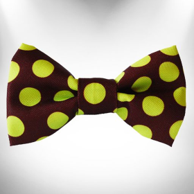 Polka Dot Dog Bow Tie (Color: Green Dot on Brown)