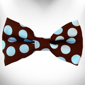Polka Dot Dog Bow Tie (Color: Blue Dot on Brown)