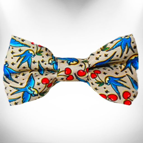 Tattoo Dog Bow Tie (Color: Bluebird & Cherries)