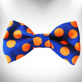 Polka Dot Dog Bow Tie (Color: Orange Dot on Blue)