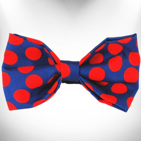 Polka Dot Dog Bow Tie (Color: Red Dot on Blue)
