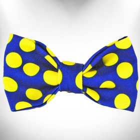 Polka Dot Dog Bow Tie (Color: Yellow Dot on Blue)