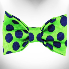 Polka Dot Dog - Neon Bow Tie (Color: Blue Dot on Green)