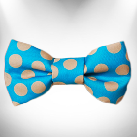 Doggie Bow Tie Design (Color: Tan Polka Dot on Turquoise, size: Large 5"x 2.5")