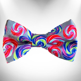 Lollipop Dog Bow Tie (Color: Lollipop on Grey)