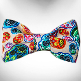 Doggie Bow Tie Design (Color: Day of the Dead, size: Small 4"x 2")
