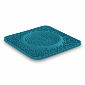 Messy Mutts Silicone Therapeutic Dog Lick Bowl Mat (Color: Blue, size: 10" x 10")