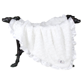 Ruffle Baby Dog Blanket (Color: White, size: Throw)