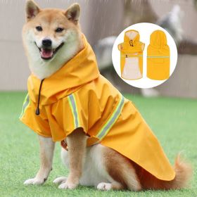 large and small dog raincoat cloak type reflective strip pet raincoat windproof rainproof dog hooded raincoat (Ball Color: orange, size: 4XL (24-33 kg))
