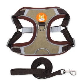 dog Harnesses and dog leash set; Pet Chest Strap Vest Dog Strap Small Dog Rope Wholesale Reflective Dog Towing Rope (Ball Color: Brown, Specification (L * W): S)