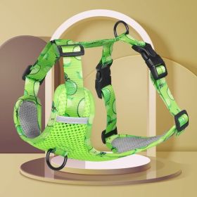 dog Harnesses; New style dog chest strap vest type big dog chest strap explosion-proof flush walking dog rope reflective pet traction rope (Ball Color: Green, Specification (L * W): L)