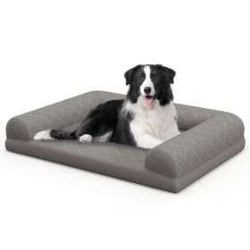 3-Side Dog Bed with Removable & Washable Cover (Color: Gray)